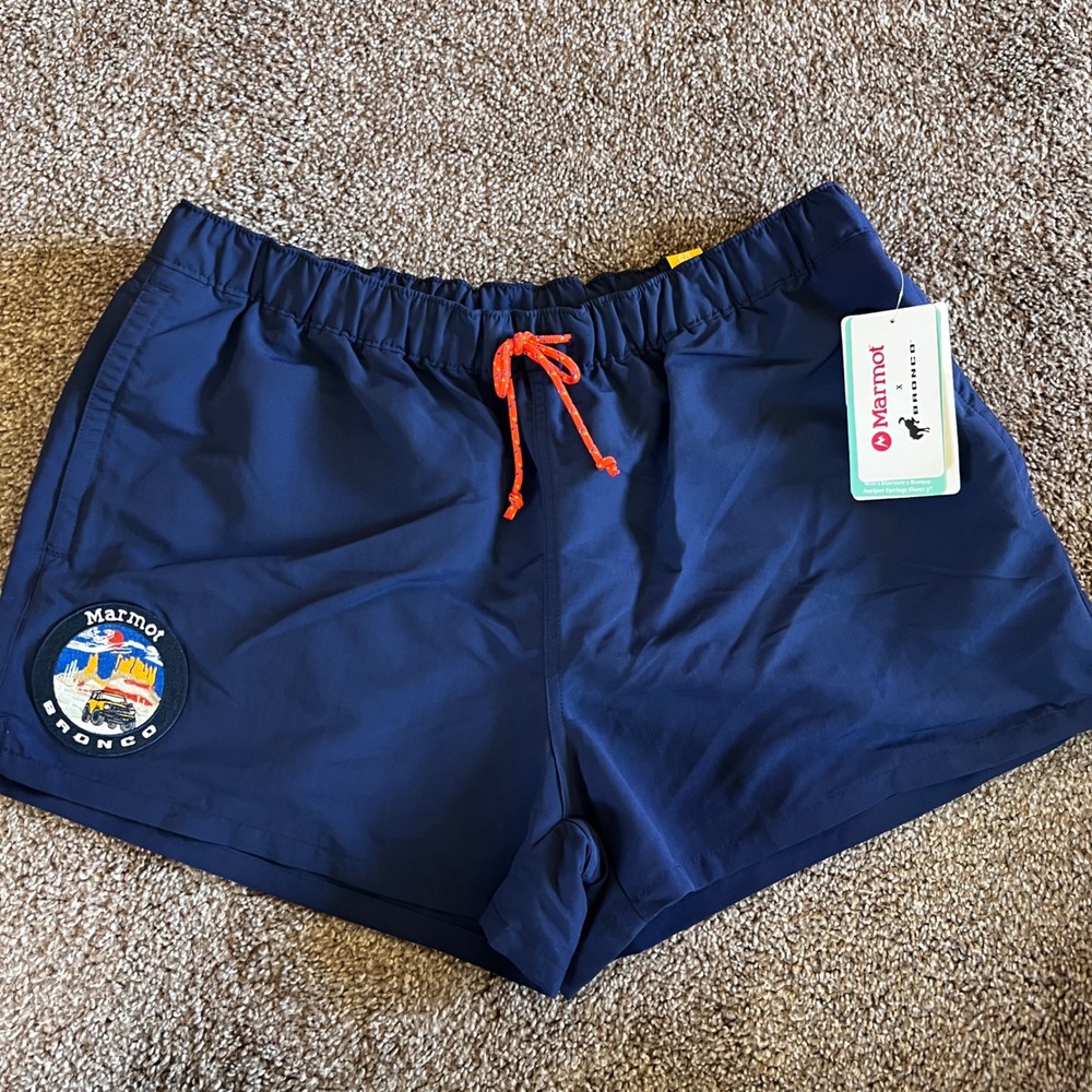 $60 Marmot X Bronco Women's Juniper Navy Performance UPF 50 Shorts Large  0322‎